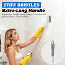 3 Pack Heavy Duty Scrub Brush Set for Household Use, Long Scrub Brush, Handheld Scrub Brush, and Crevice Brush with a Scraper Head for Cleaning Bathroom, Tile, Grout, Tub, Floor, Sink