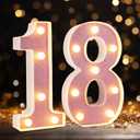 DyingSwan Led Light Up Numbers, 18th Birthday Decorations, Marquee Numbers Lights, Battery Powered Light Up Sign for Sweet 18 Decor Party (Pink Glitter)