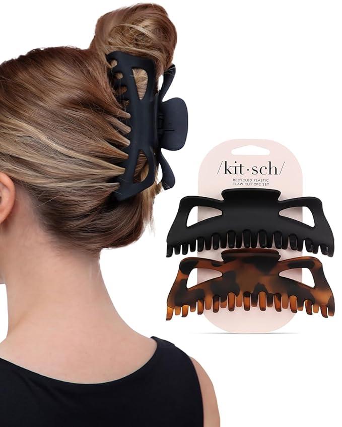 Kitsch Eco-Friendly Claw Clips for Hair, Large Hair Clip for Women, Holiday Gift Easy-Grip Hair Claw Clips for Thick Hair & Thin Hair, Claw Hair Clips, Accessory for Women Pack Of 2