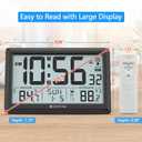 Atomic Clock Wall with Indoor/Outdoor Temp, Battery Operated Digital Wall Clock with 10.5" Large LCD Display, 330ft Range Desk Table Clock with Alarm, DST, Calendar for Living Room Bedrooms, Black