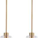Brass Pendant Lights Kitchen Island,Modern Farmhouse Clear Glass Pendant Light,Gold Light Fixture Kitchen Pendant Mini Hanging Light Fixture for Sink (Brass 2 Pack Stem Rod)