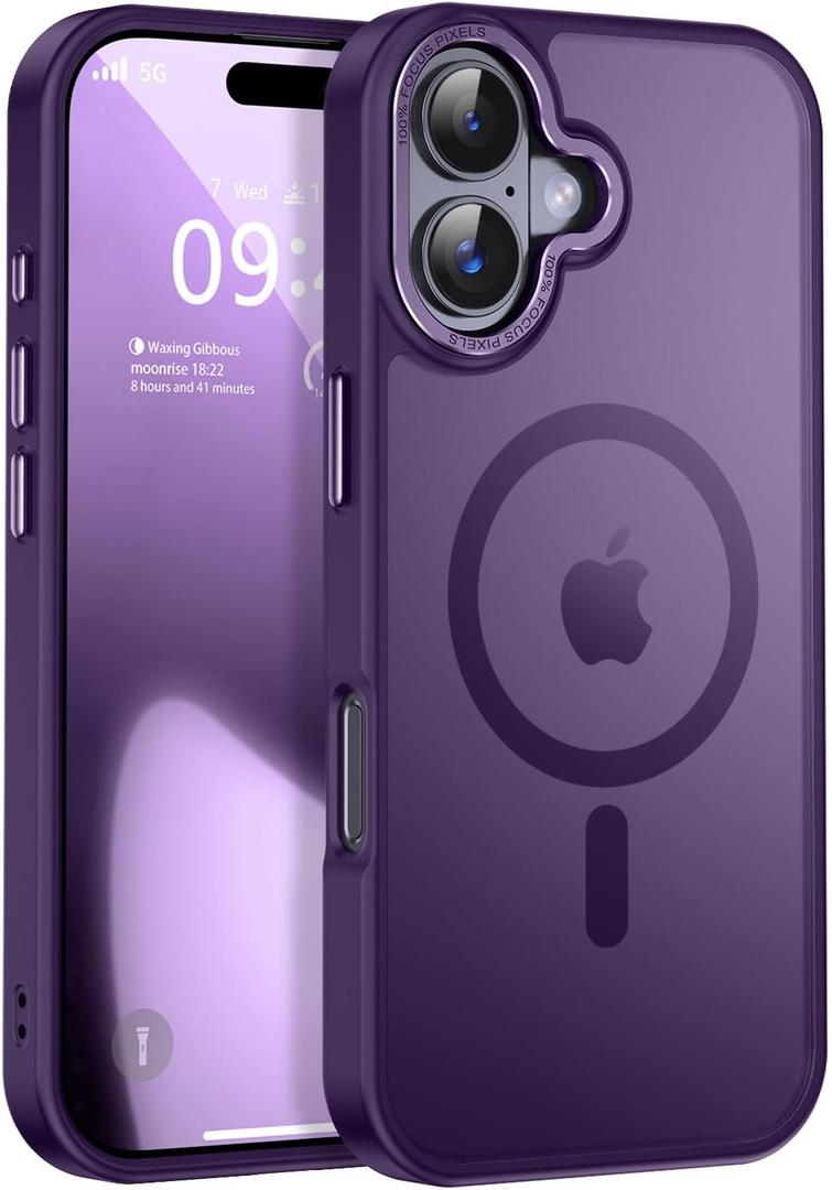 Newfuture Magnetic for iPhone 17 Case [Compatible with Magsafe] [Military Grade Drop Protection] Translucent Matte Anti-Scratch Shockproof Protective Phone Cover 6.3 Inch, Deep Purple