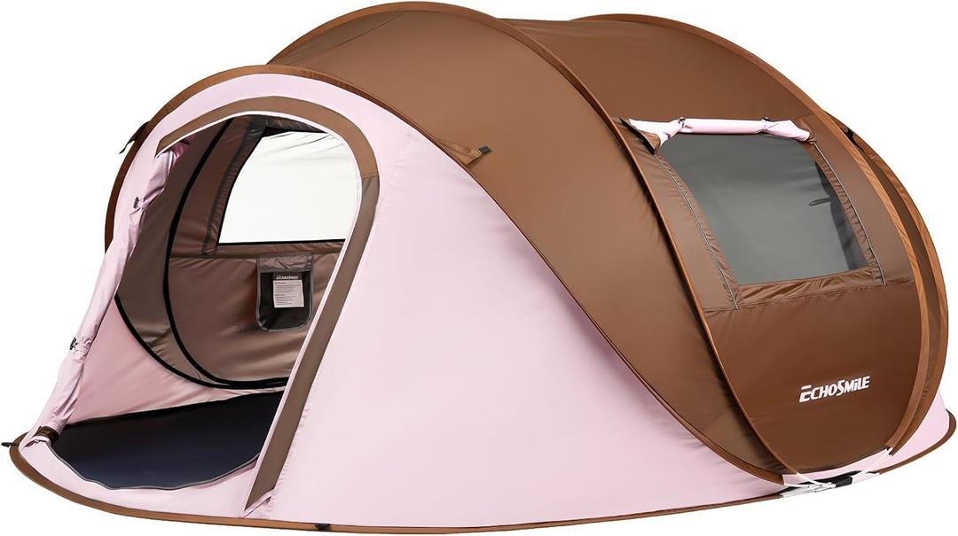 EchoSmile Pop Up Camping Tent, 4 Person Easy Setup Tent, Water Resistant Dome, Portable with Carry Bag, 110"L x 79"W x 47"H