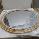 22 Inch Boho Style Decorative Mirror, Round Rattan Wall Hanging Mirror, Nature Rattan Woven Round Mirror, Makeup, Dressing Mirror, Suitable for Dressing Room, Living Room, Bedroom, Farmhouse