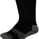 Dickies mens Heavyweight Cushion Compression Work Crew (3 & 6 Pairs) Socks, Black Pairs, Shoe Size 12-15 US