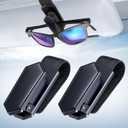 Veharvim Sunglass Holder for Car (One-Handed-Operation, Gentle & Secure Hold, Silicone Padded, Universal Fit, Metal Clip) Visor Sunglass Holder Clip,Visor Sunglass Car (Black, 2 Pack)