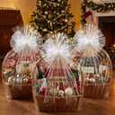 Pinkunn 12 Pcs Large Christmas Tulle Bow 9 x 13 in Big Bow for Xmas Tree Topper Decorations Fireplace Cabinets Front Door Stairs Garden Fence Party Supplies(White)