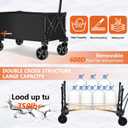 CUMNTQ Wagons Carts Foldable, 350lbs Weight Capacity Collapsible Wagon with All-Terrain Wheels, Grocery Cart on Wheels for Shopping Camping Garden Sports Beach, Black