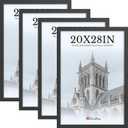 20x28 Picture Frame 4 Pack, Black Solid Wood, Gallery Wall Hanging