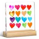 Love Red Pink Blue Heart Sign 16 Hearts Pattern Signs for Women Girlfriend Wife, Valentines Day Acrylic Sign Happy Desk Decor, Suitable for Christmas Birthday Thanksgiving Anniversary