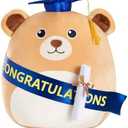 Graduation Bear Plush Pillow Stuffed Class of 2025 Gifts for Boys and Girls,Stuffed Animal Bear Pillow with Cap,Graduation Plush Animal Gift for Boys Girls for Preschool and College High School 13inch