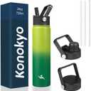 Insulated Water Bottle 24oz Stainless Steel Sport Bottles with 3 Lids,Bamboo Grove