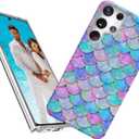 for Samsung Galaxy S25 Ultra Case for Girl Women, Glitter Mother of Pearl Shiny Sparkle Bling Slim Soft TPU Phone Cover for Galaxy S25 Ultra,Cute Graceful Fun Pink Blue Mermaid Tail