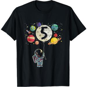 5 Years Old Birthday Boy Gifts Astronaut 5th Birthday T-Shirt
