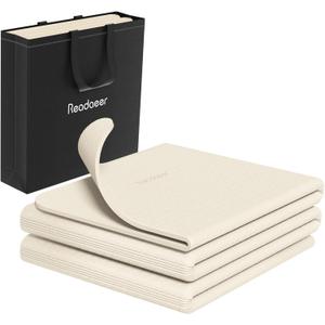 Readaeer Foldable Yoga Mat for Travel Folding Yoga Mat 6mm Thick with Carrying Bag, Non-Slip TPE Exercise Pilates Mat for 72" L x 24" W x 0.24 Inch (Beige)