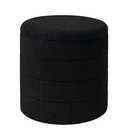 ZOLANOful 18" Tall Round Boucle Storage Ottoman, Sherpa Teddy Fabric Ottoman Footstool with Wooden Tray Reversible Lid, Folding Footrest with Storage for Living Room, Bedroom, Dorm, Black