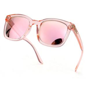 SIPHEW Polarized Sunglasses for Women,Oversized Square UV400 Shades Pink Frame Mirrored Lens