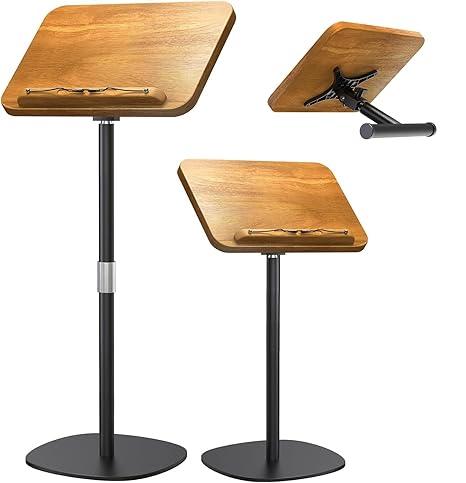 NAMON 2in1 Dualuse Floor & Desktop Book Stand, 100% Solid Wood, Height Adjustable from 16.5" to 51", Floor Reading Stand with Page Clip for Cookbooks, Sheet Music, Projector (with a TShaped)