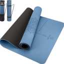 Gruper Yoga Mat Non Slip TPE Extra Wide Yoga Mat with Alignment Mark, 72"L x 32"W x 0.32"/0.24"Th (183cm x 80cm x 8mm/6mm), Anti-Tear Exercise Mat with Carrying Strap and Bag, Workout Mats for Yoga, Pilates