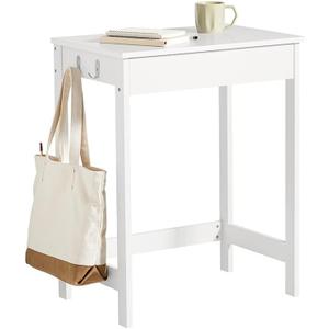 Haotian Small Desk with Drawers, Mini Writing Table, Vanity Table Computer Workstation Children Teenagers Desk with Hooks, White FWT43-W