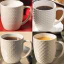 16 oz Coffee Mugs Set of 4, Porcelain Coffee Cups Ceramic, Farmhouse Mug with Handle