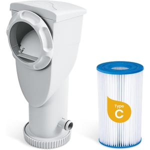 Funsicle SkimmerPlus 1,500 GPH 2-in-1 Filter Pump and Skimmer System for Above Ground Swimming Pools - Pool Cleaning and Maintenance (White)