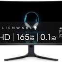 Alienware AW3423DWF Curved QD-OLED Gaming Monitor - 34-inch Quantum Dot OLED 0.1Ms 165Hz 21:9 Curved Display, 99.3% DCI-P3 Color Gamut, VESA DisplayHDR True Black 400, AMD FreeSync Premium Pro - Black