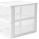 Small White 2 Drawer Organizer, Desktop Plastic Drawer Storage Organizer for Home, Office