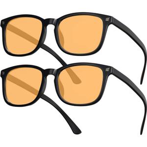 livho High Tech Blue Light Glasses - Advanced 99% Blue Light Blocking Computer Glasses - Anti Eyestrain & UV Glare Protection (*B11 Light Black X 2)