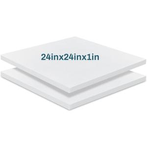 Frienda 2 Pack 1" x 24" x 24" Upholstery High Density Foam Cushion Replacement Square Cut to Size Foam Couch for Chair Couches Padding Shipping Packing DIY Cosplay Projects(White)