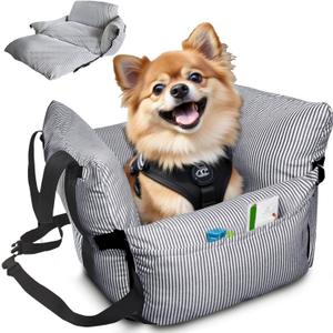 Dog Car Seat for Small/Medium Dogs,Pet Car Seats Travel Bed Detachable Washable Dog Booster Seats Under 18lbs,Portable Cars Travel Carrier Beds with Dogs Safety Belt
