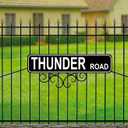 Thunder Road Street Sign, Quality Metal Sign, Thunder Road Sign Novelty Sign for Farm House Garage Wall Decor Black Tin Sign 16 x 4 Inch