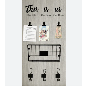 This Is Us Wall Organizer With Hooks Clips 12×24