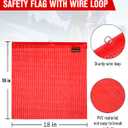 Safety Flags for Trucks with Heavy Duty Magnets Kit, Pack of 2 Warning Safety Flag with Wire Loop 18 x 18 Inch and Round Magnets, Red Safety Flags for Trucks Trailer Oversize Load