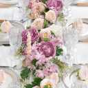 DearHouse 2Pack Artificial Peony Flower Garland - 6ft/Strand Silk Peony Garland with Pink Flowers for Wedding Party Table Decoration,Deep Ruby