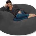 Chill Sack Bean Bag Chair - 5' Giant Memory Foam Lounge Chair with Soft Microfiber Cover – Cozy Furniture for Living Room, Dorm, & Kids' Rooms – Comfortable 5 Ft, Microsuede Lounge Sofa, Charcoal