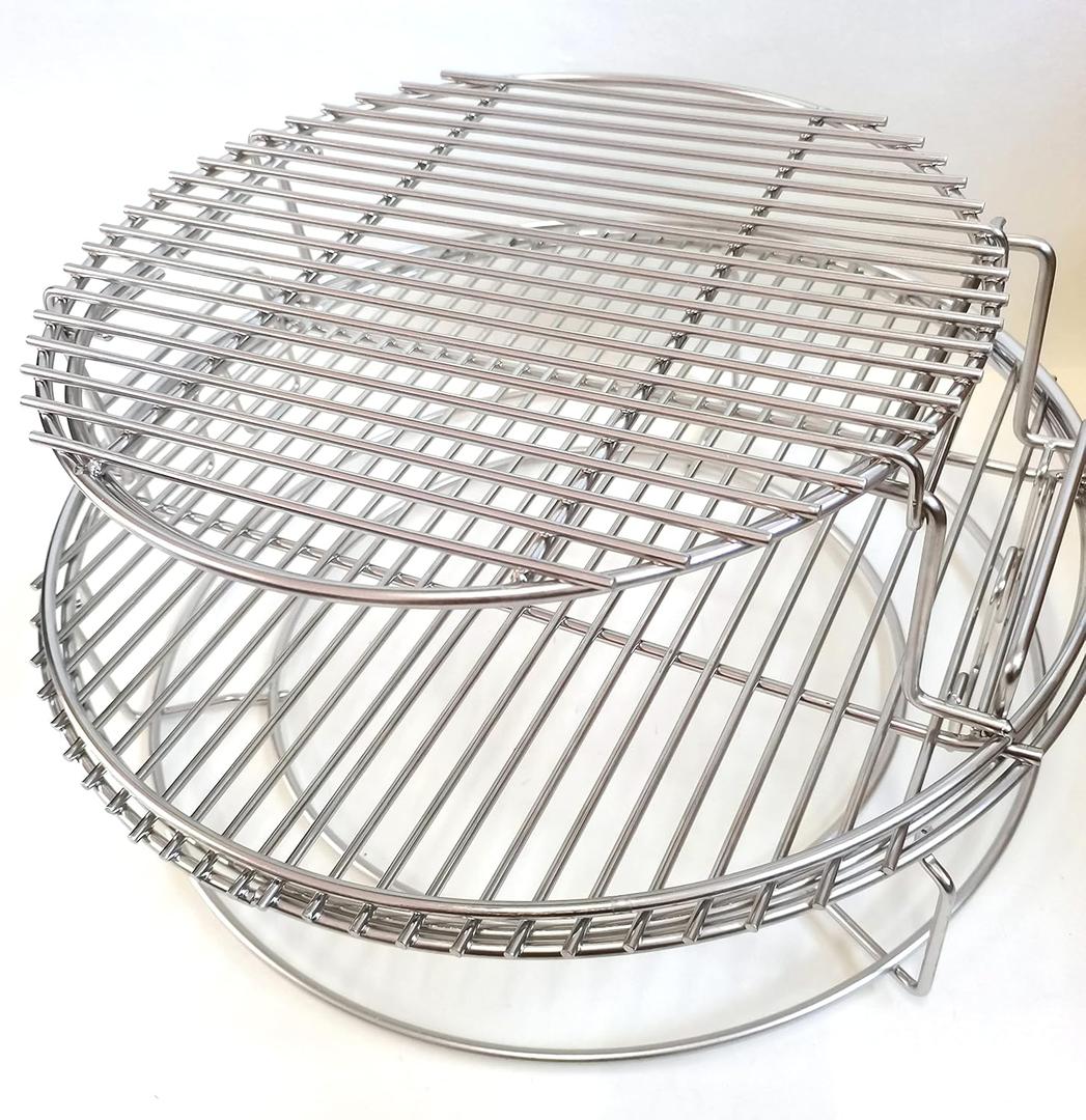for Big Green Egg 5-Piece Upgraded Replacement Kit for Large Eggspander, Including Multi-Function Grill Rack,Conveggtor Basket, Made of Stainless Steel, Expanded Cooking System