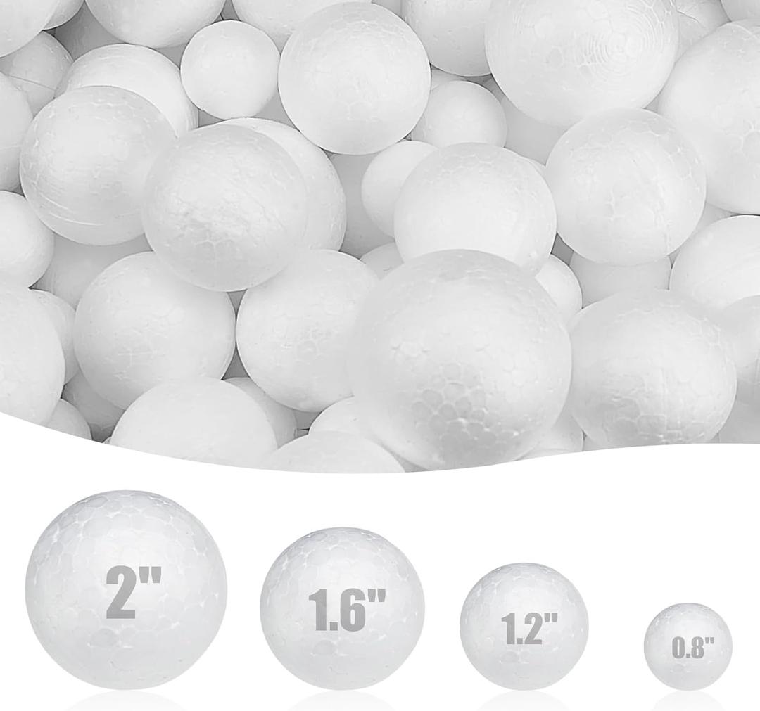 Styrofoam Balls,245PC Large White Foam Balls for Crafts, DIY Craft Giant Foam Ball for Home and School,Smooth Solid Round Ball(Styrofoam-0.8-2in-245pc)
