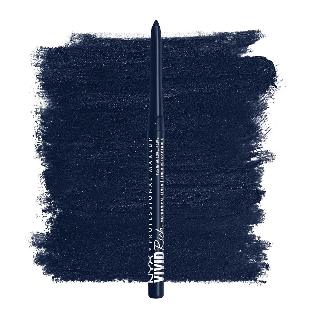 NYX PROFESSIONAL MAKEUP Mechanical Eye Pencil, Vivid Rich Mechanical, Creamy Retractable Eyeliner - Sapphire Bling, Deep Blue Eyeliner (1 Count (Pack of 1))