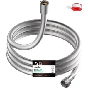 Shower Hose Extra Long,Explosion Proof Anti Winding Showerhead Hose,Used In Showerheads Spray Bidet Bathing Toilet Cleaning Flexible RV Shower Hoses Replacement (Silver, 79 In)