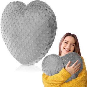 9 lb Sensory Weighted Pillow with Glass Bead Filled, Heavy Soft Versatile Cooling Hug Body Pillow W/Stress Relief for Adults Comfort Relaxation Sleep Thoughtful Gift 12x12 Inch Heart(Gray)