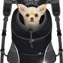 YUDODO Dog Front Carrier Backpack, Adjustable Breathable Pet Carrier for Small Dogs, Ventilated Puppy Back Pack with Safety Belt, Lightweight Doggy Backpack for Hiking Outdoor (Black, M: 4.5-9 lbs)