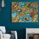 Jigsaw Puzzles for Adults, 1000 Pieces Ocean Park Puzzle, Cartoon Painting Challenging Puzzles for Family Activity Game Nights Gifts Fidget Stress Relief