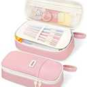 SUNEE Cute Pencil Case, Aesthetic Pen Pouch, Colored Large Pencil Bag with Zipper, Kawaii Stationery Storage and Organizer, Pink School Supplies for Teen and Adult Girls
