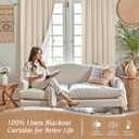 LAMIT 100% Blackout Short Linen Curtains 48 Inches Long, Linen Textured Thermal Curtains Back Tab and Rod Pocket Neutral Panels with White Liner for Small Window, 2 Panels, 42 x 48 Inch, Linen
