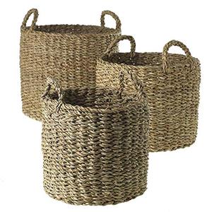 Seagrass Multi-Purpose Baskets with Handles, Set of 3