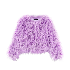 Women's Shaggy Faux Fur Outwear Coat Jacket Long Sleeve Warm Winter M