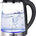 TOPWIT Electric Kettle Glass Hot Water Kettle, 2.0L Water Warmer, BPA-Free Stainless Steel Lid & Bottom, Tea Kettle with Fast Heating, Auto Shut-Off & Boil Dry Protection (Black)