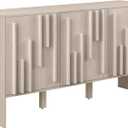 Walker Edison Contemporary Detailed 3-Door Sideboard 55 Inch Ivory Oak