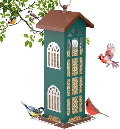 Metal Bird Feeder The Most Popular Bird Feeders for Outdoors Hanging,Waterproof and Rust-Proof,Easy Cleaning,Wild Bird Feeders Attracting Chickadees Goldfinches Cardinals Finches and Sparrows